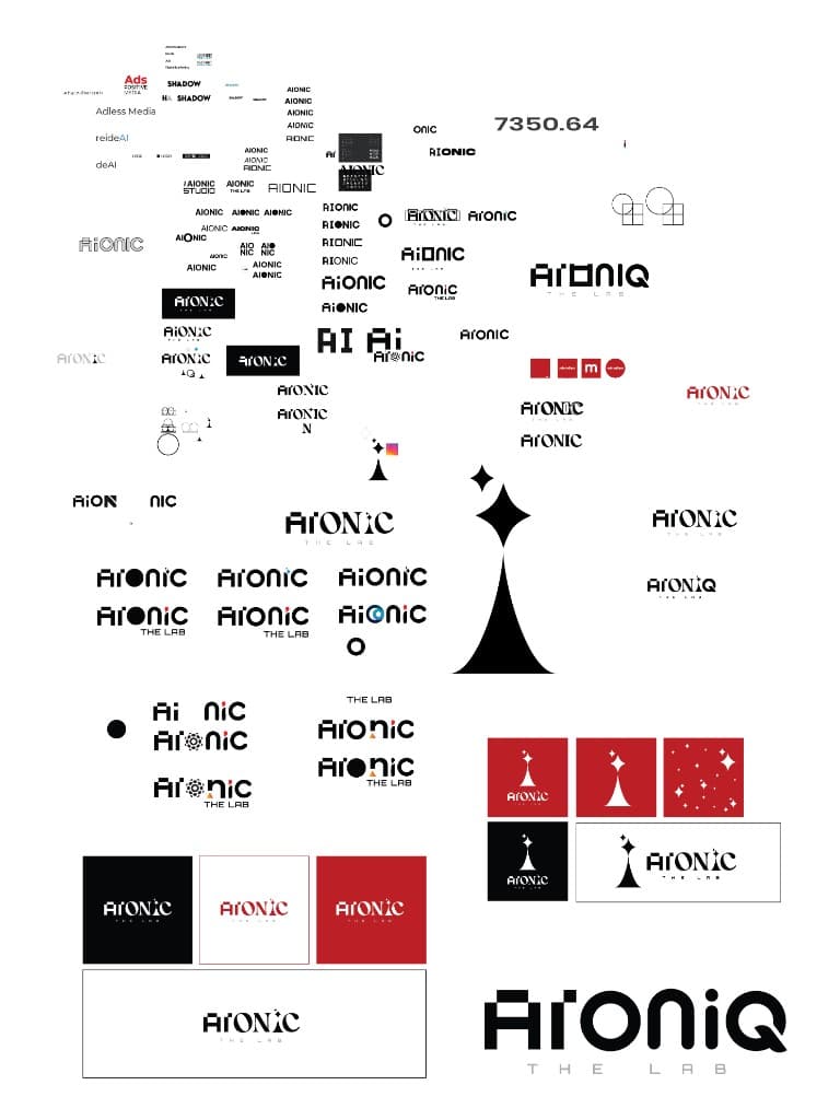 AIONIQ logo exploration process sheet